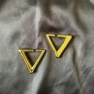 Gold Weighted Triangle Earrings, Size 2 Gauge